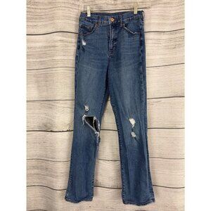 Express Modern Straight Super High Rise Distressed Jeans Size 2R